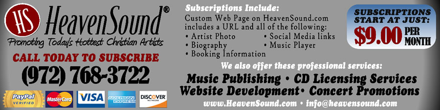 Need help promoting your ministry today?  We can help by providing you with another presence on the internet in the form of an artist webpage, complete with all your booking information, social media links and music clips.  Call us today!