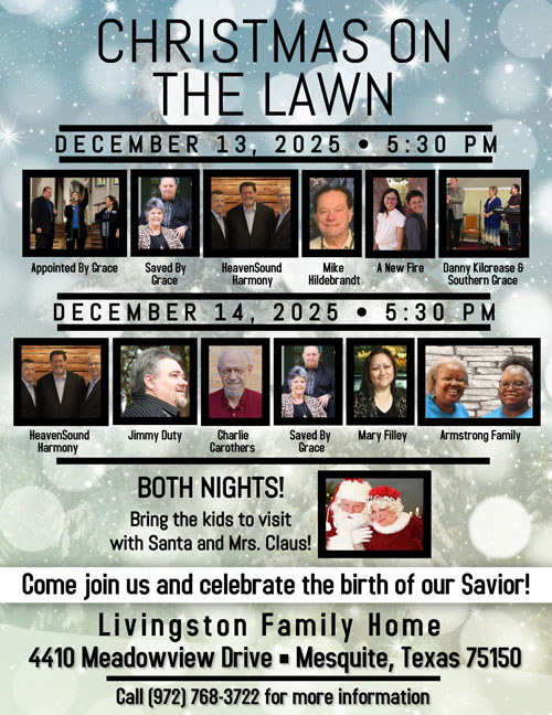 You are invited to join us for a FREE Christmas gospel concert featuring groups from across the country, plus a special visit each night by that jolly old elf himself! It all starts at 5:30 P.M. on Saturday and Sunday, December 13 & 14 each night.