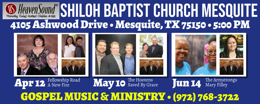 You are invited to visit us at Shiloh Baptist Church Mesquite, located at 4105 Ashwood Drive in Mesquite, Texas, for a night of great gospel music and ministry!