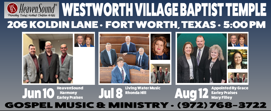 You are invited to visit us at Westworth Village Baptist Temple, located at 206 Koldin Lane in Fort Worth, Texas, for a night of great gospel music and ministry!